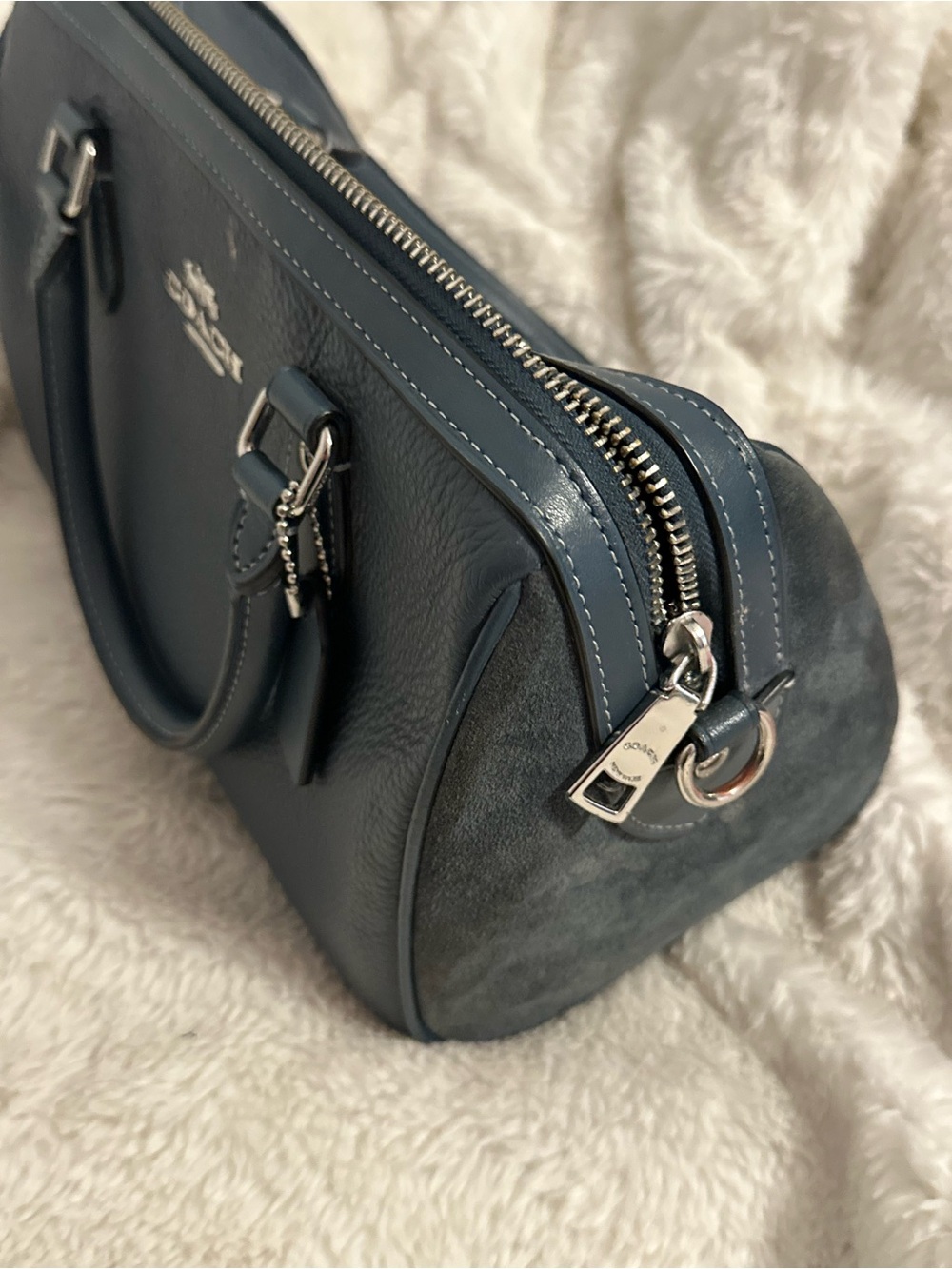 Rare COACH Rowan Everyday Stylish Modern Essential Versatile Satchel- Navy Blue - Picture 4 of 5